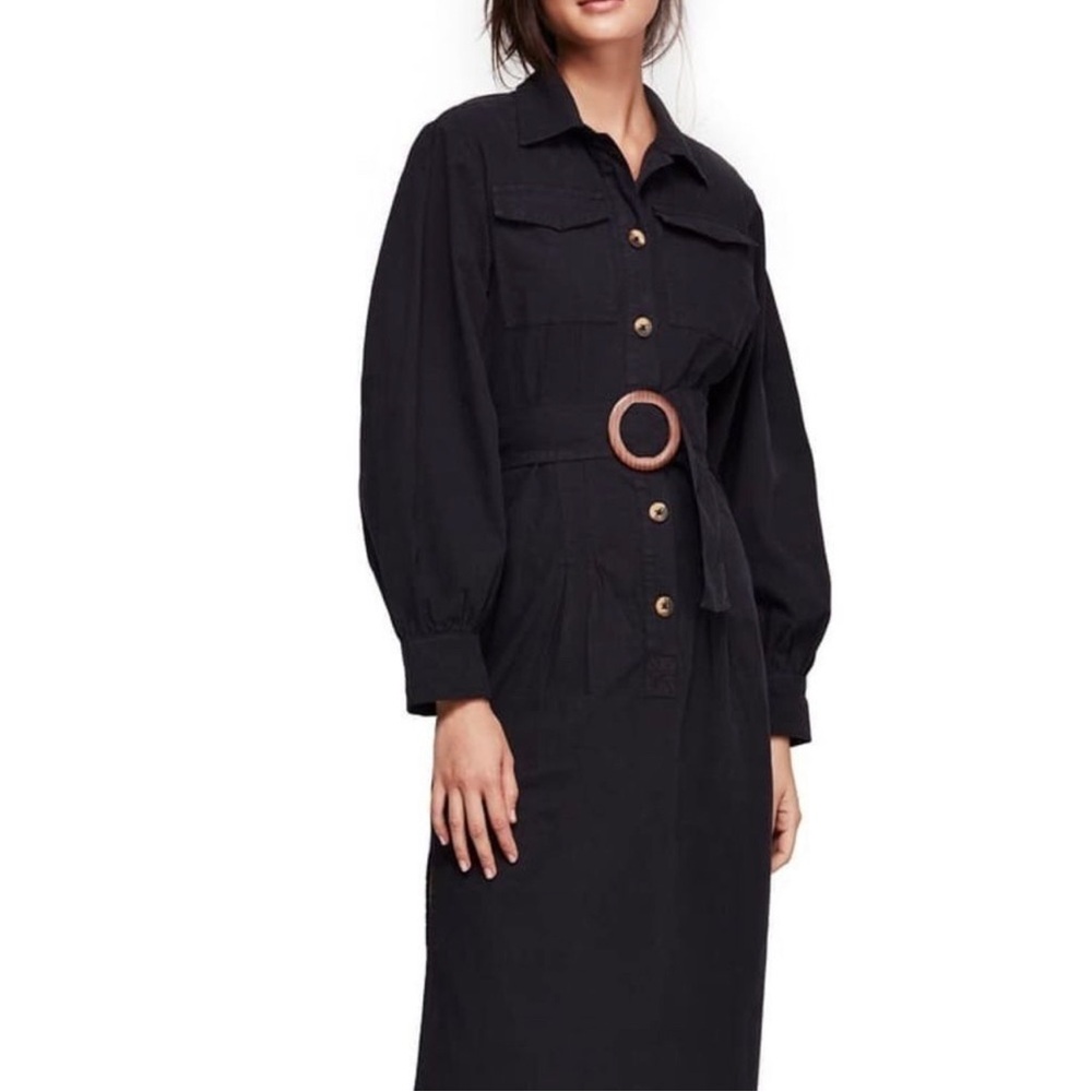 Free People | Audrey MIDI Shirtdress, Black SZ S